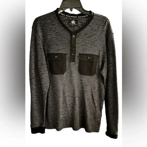 Rock & Republic Mens Henley Long Sleeve Black Sz Small.  Great condition